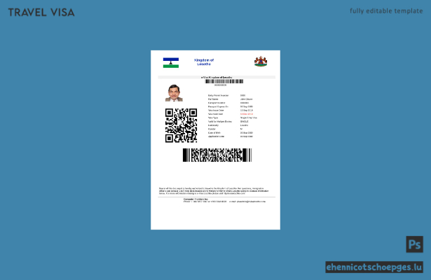 Lesotho-E-Visum: Beispielvorschau in Word und PDF